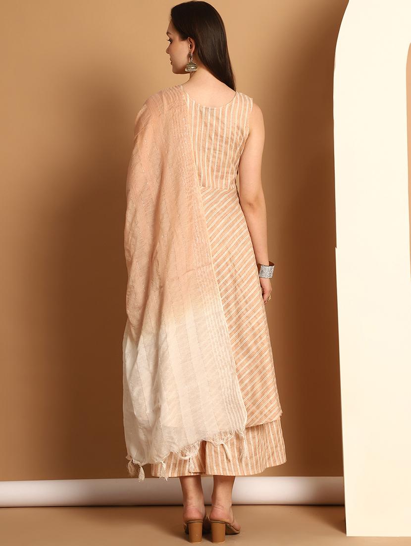 women brown self design suit set - 21507036 - Standard Image - 2