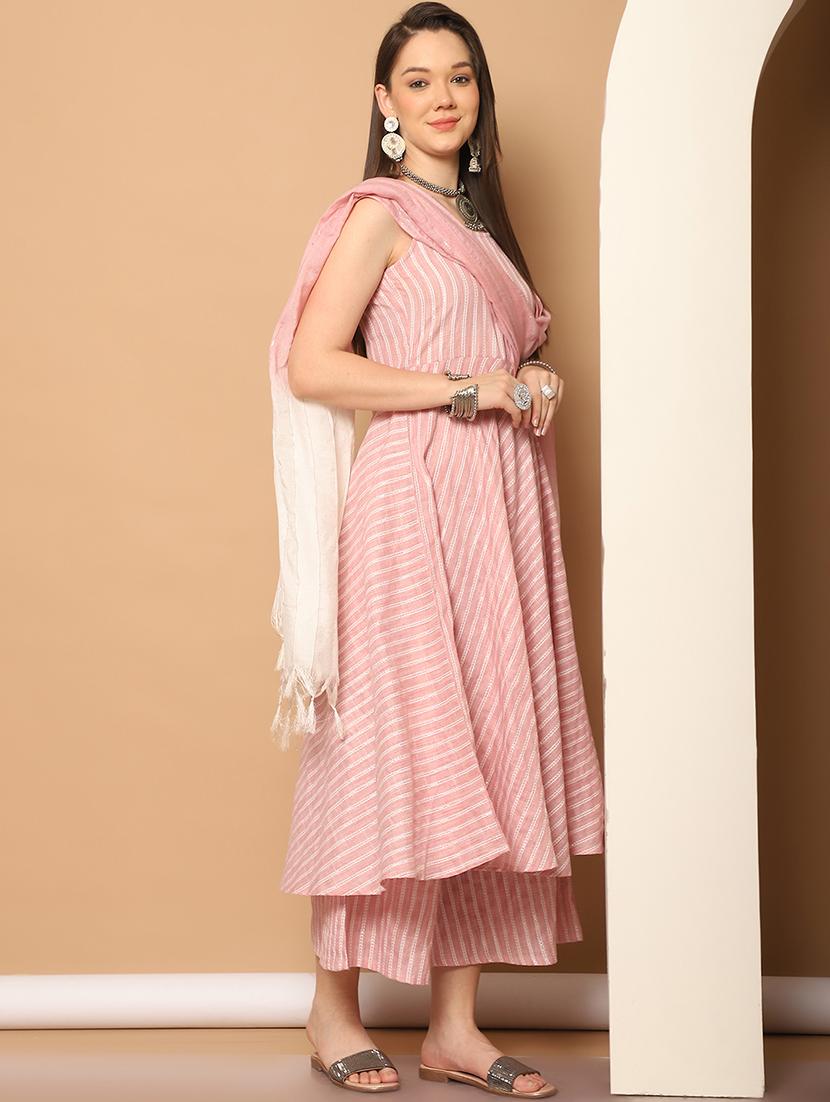 women pink self design suit set - 21507039 - Standard Image - 2