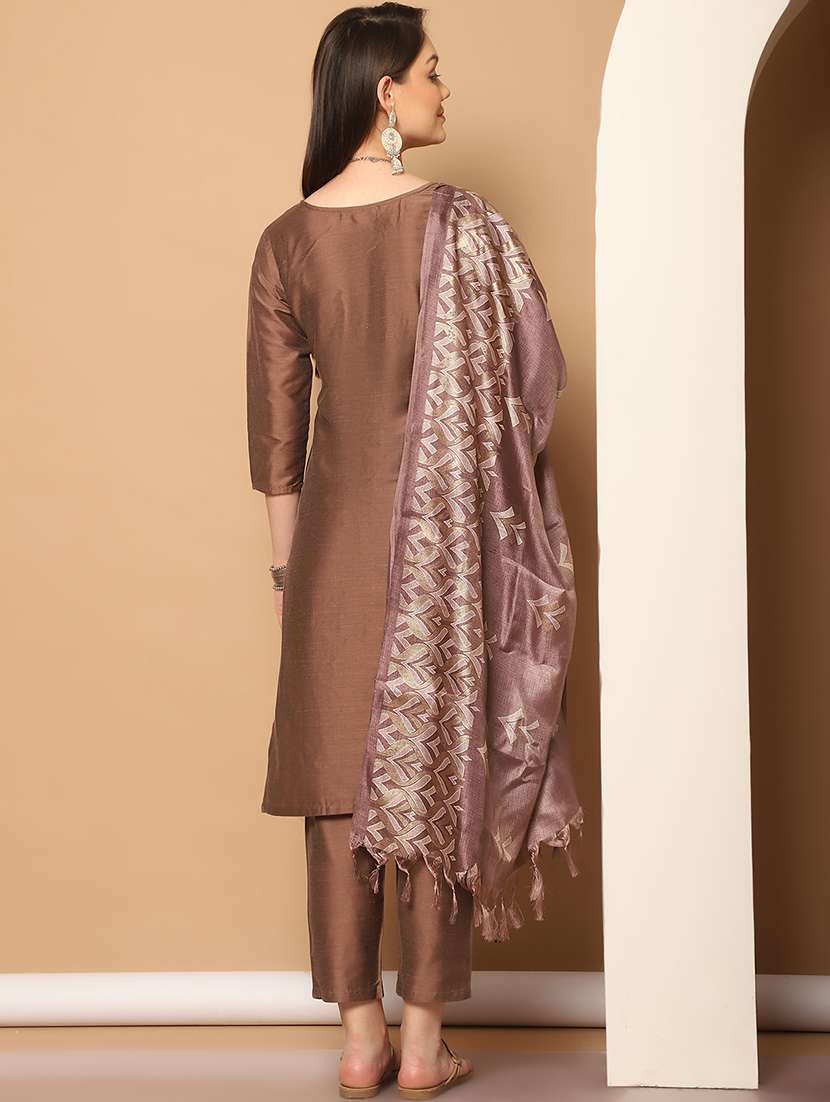women three quarter sleeve kurta pant with dupatta set - 21507051 -  Standard Image - 2