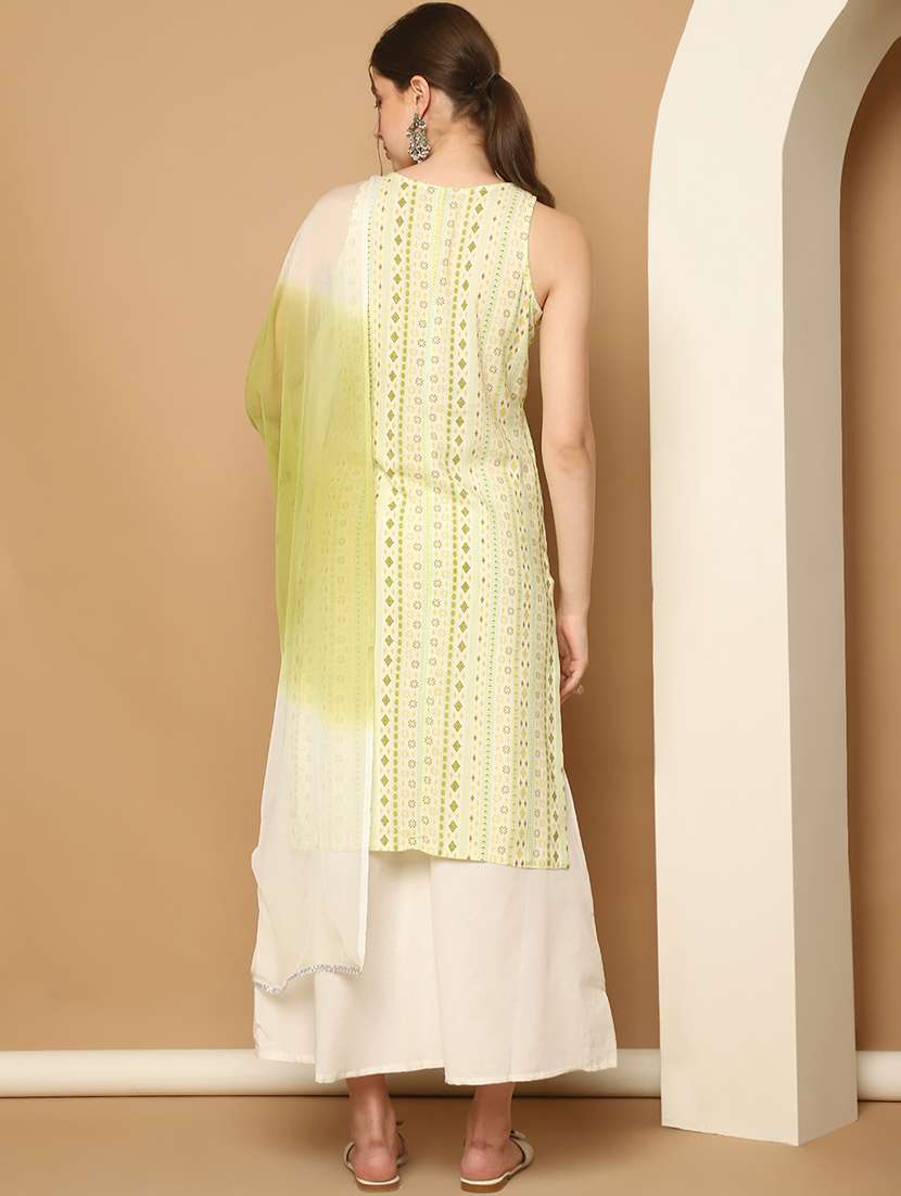 women self design sleeveless kurta palazzo with dupatta set - 21507065 -  Standard Image - 2