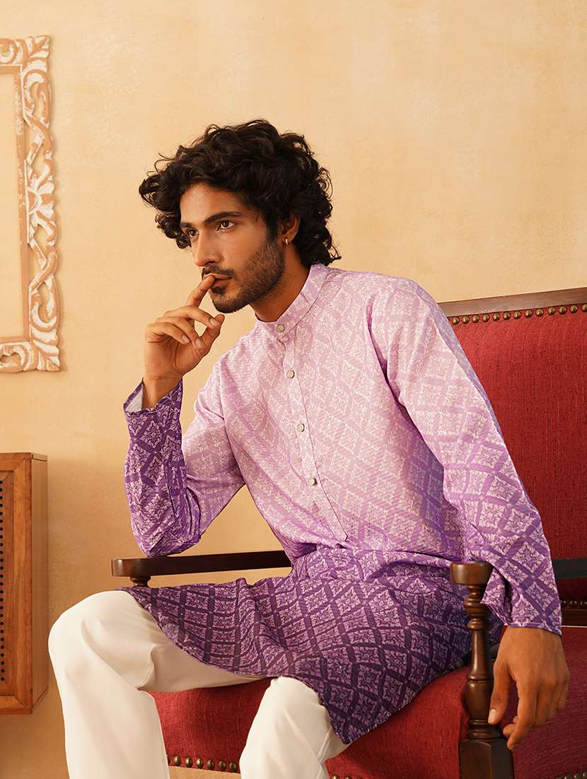 men mandarin neck embroidered long kurta - 21507196 -  Standard Image - 2