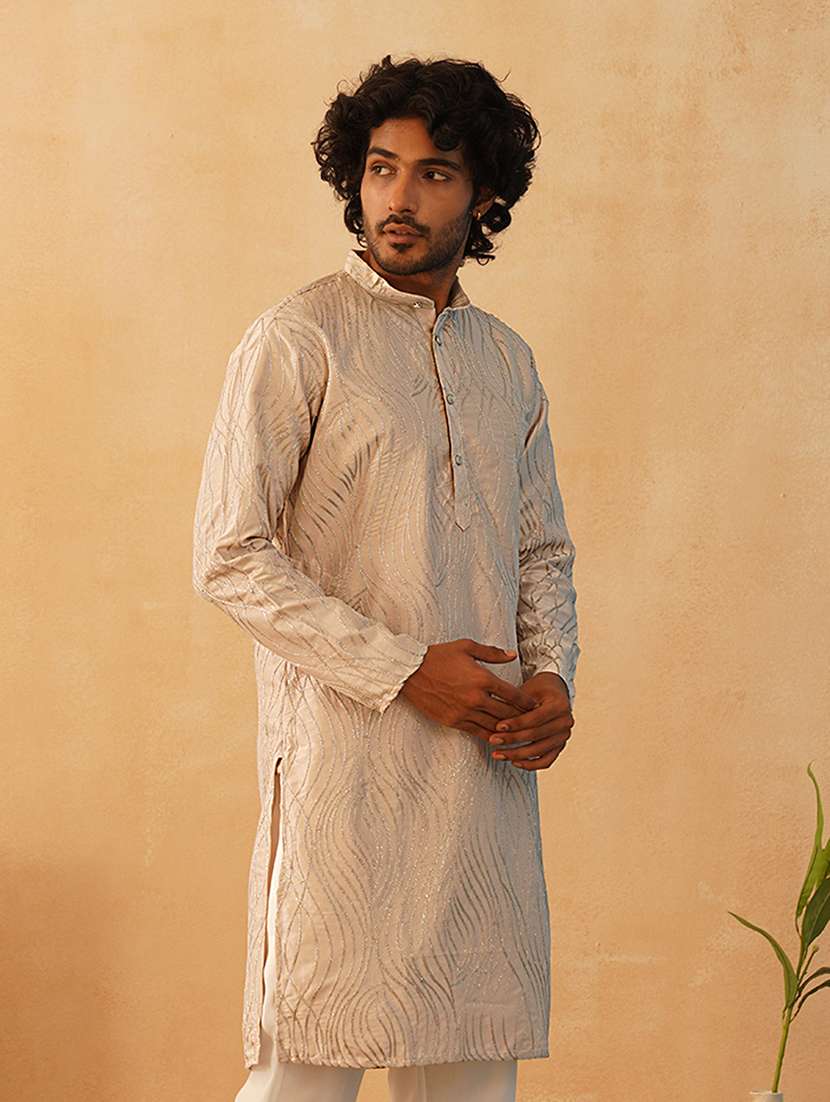 men mandarin neck embroidered long kurta - 21507198 -  Standard Image - 2