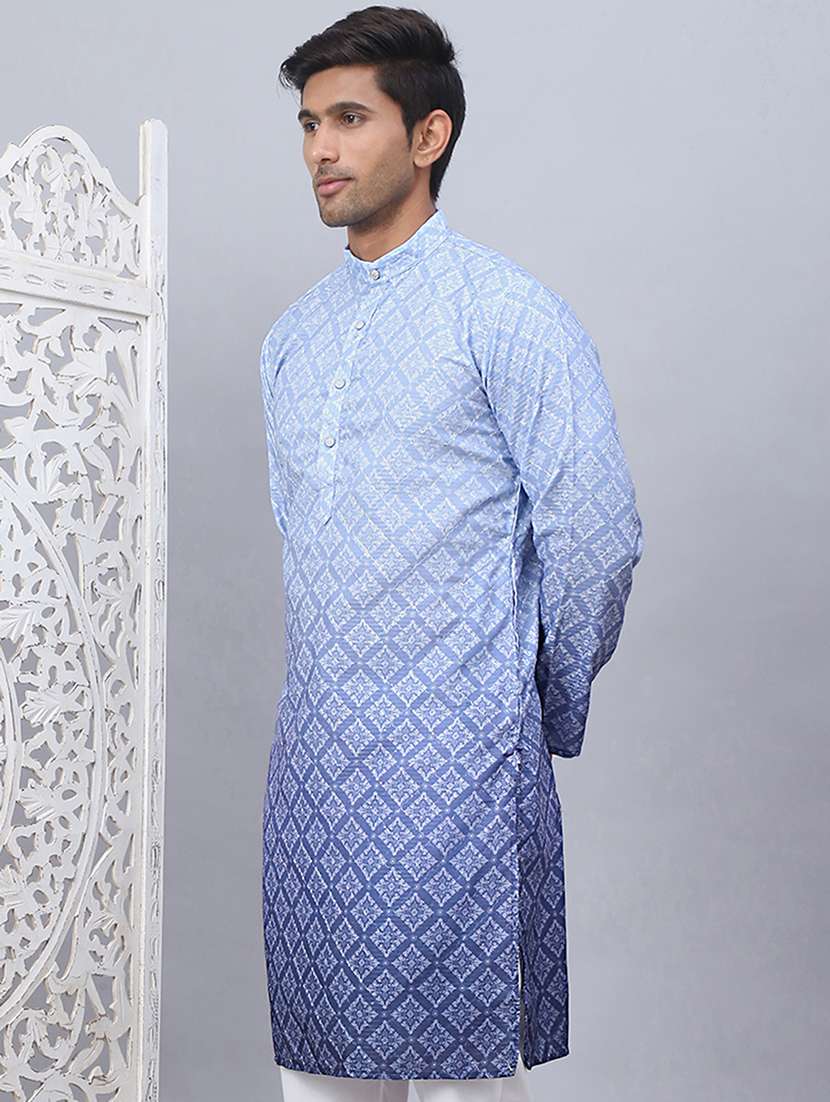 men mandarin neck embroidered long kurta - 21507215 -  Standard Image - 2