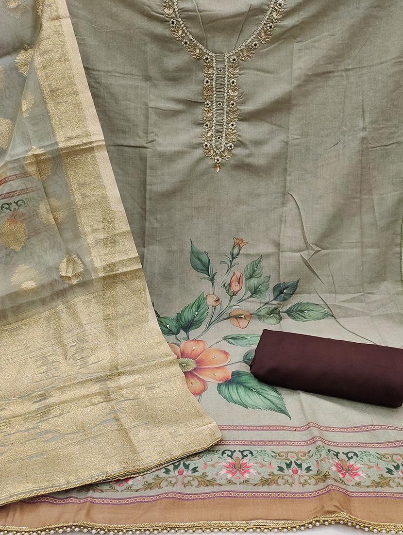 women embellished unstitched suit - 21507278 - Standard Image - 2