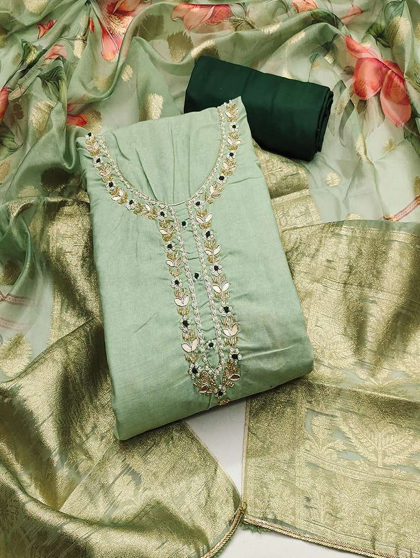 women green salwar suit unstitched suit