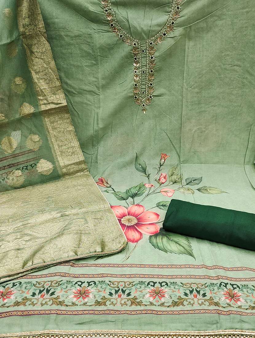 women green salwar suit unstitched suit - 21507279 -  Standard Image - 2