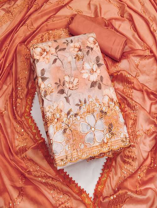 women orange salwar suit unstitched suit - 21507296 - Standard Image - 0