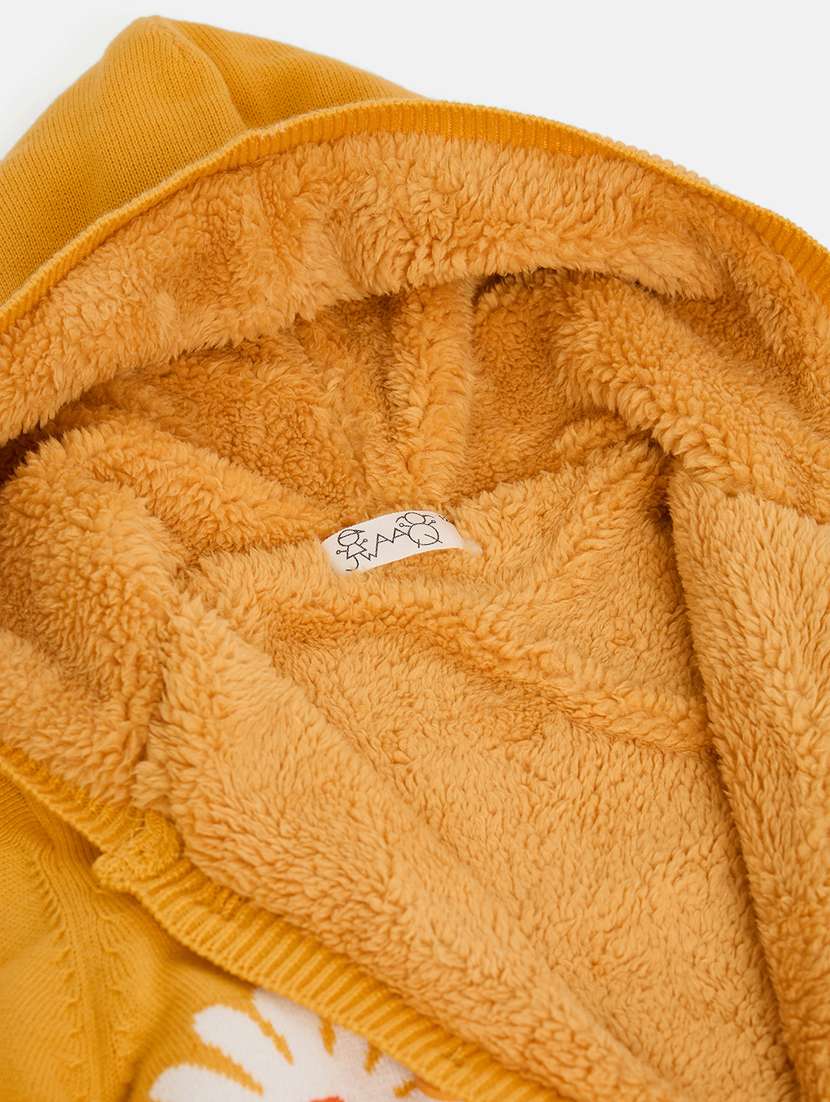 girls yellow self design cotton sweater - 21507448 - Standard Image - 2