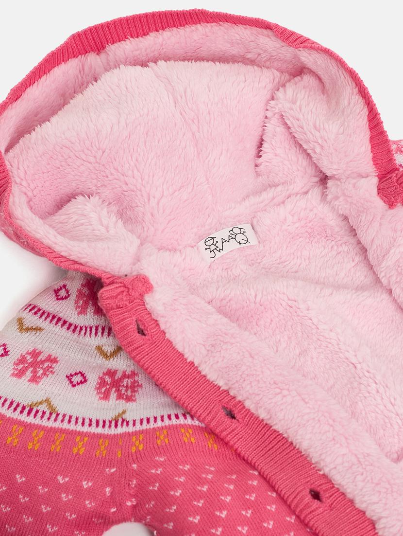 girls pink self design sweater - 21507473 - Standard Image - 2