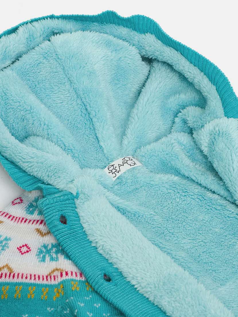 girls sea green self design cotton sweater - 21507474 - Standard Image - 2