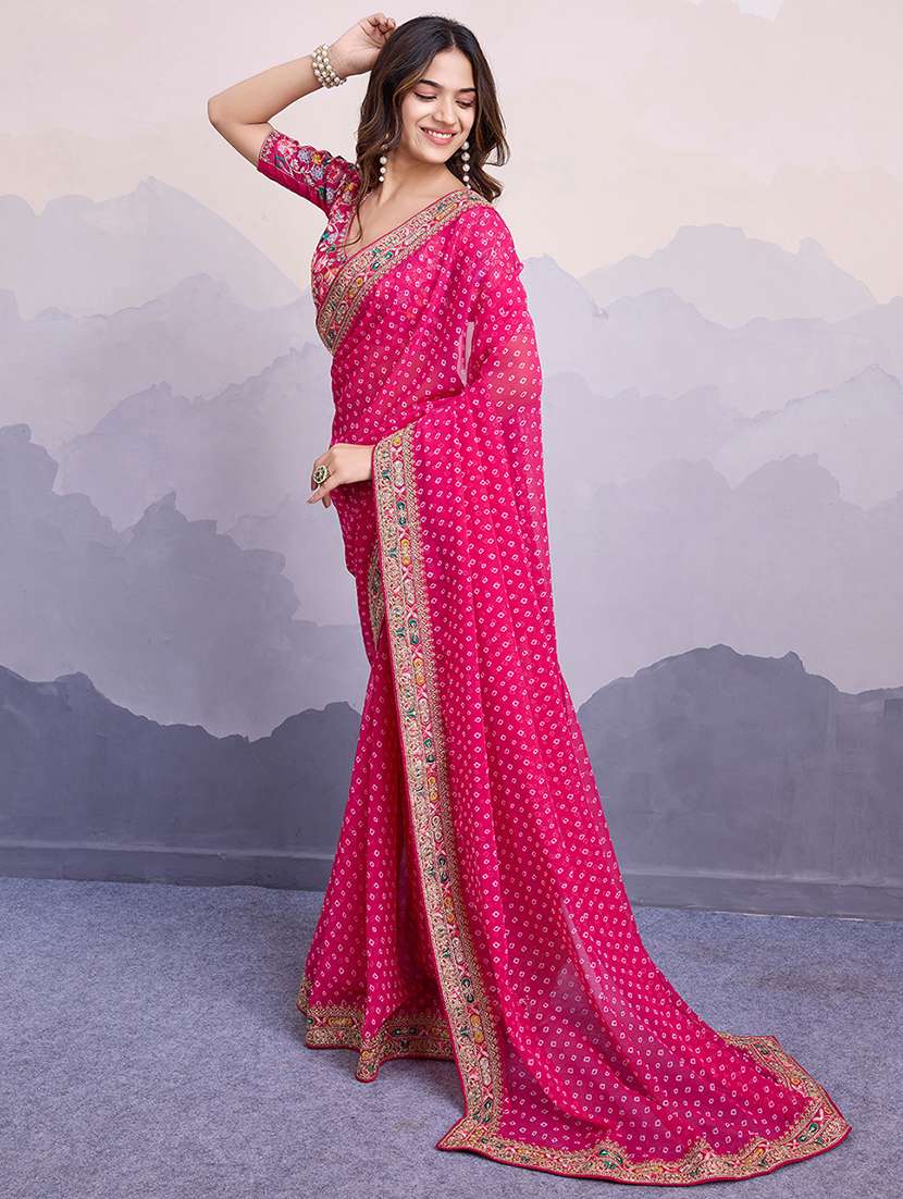 women bandhani printed saree - 21507503 - Standard Image - 2
