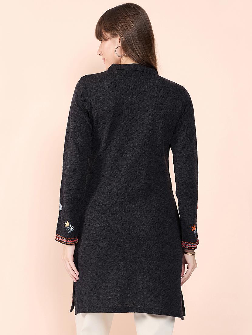 women black self design woolen kurta - 21507609 - Standard Image - 2