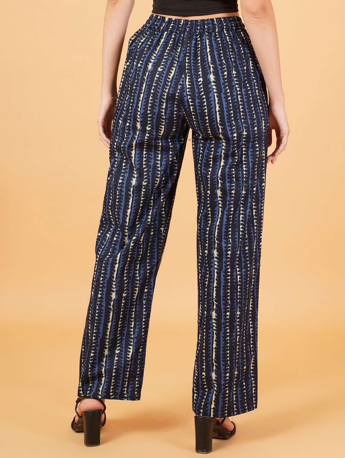 women navy blue viscose palazzo - 21507617 - Standard Image - 2