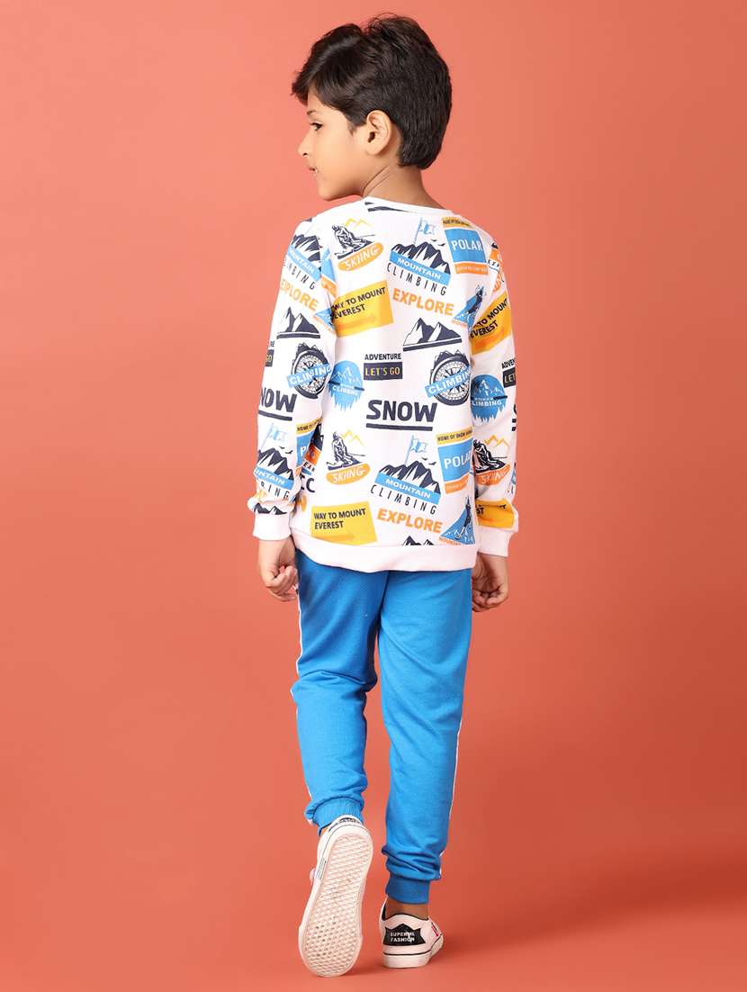 boys white printed full length set  - 21507664 -  Standard Image - 2