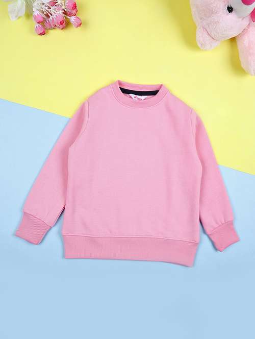 girls solid round neck sweatshirt - 21507668 -  Standard Image - 0