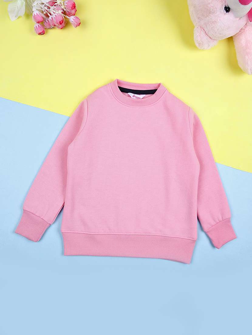 girls solid round neck sweatshirt