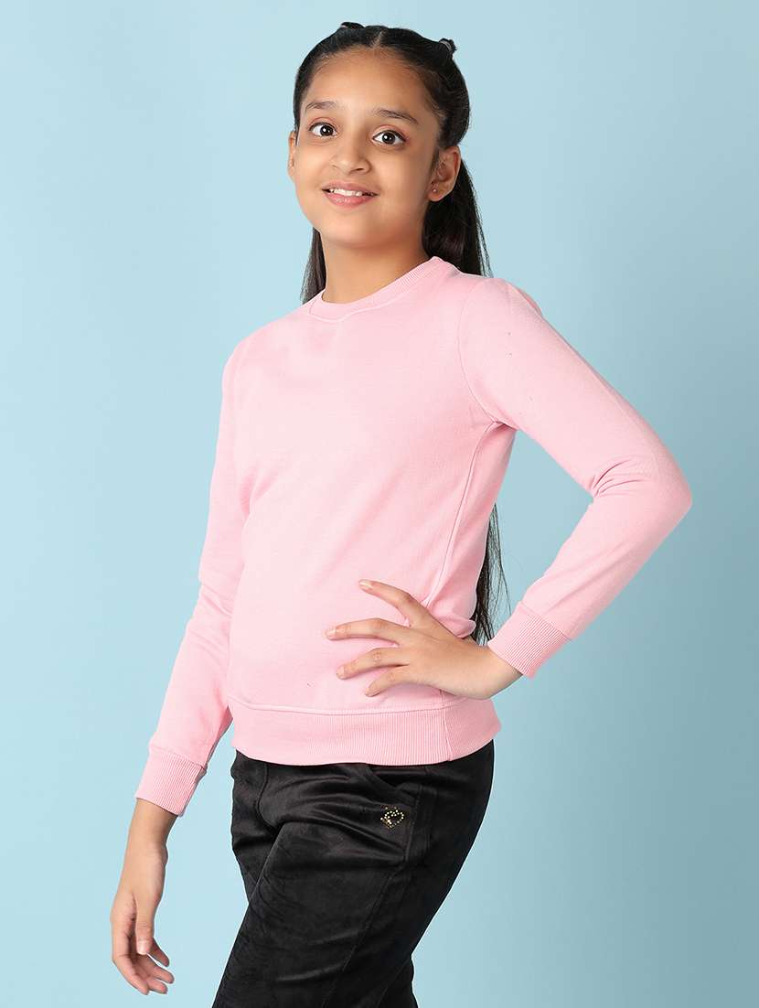 girls solid round neck sweatshirt - 21507672 -  Standard Image - 2