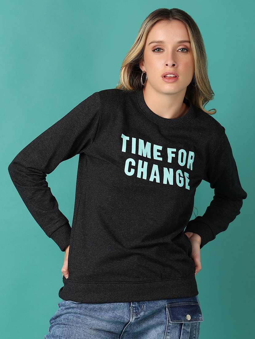 women chest print long sleeve sweatshirt