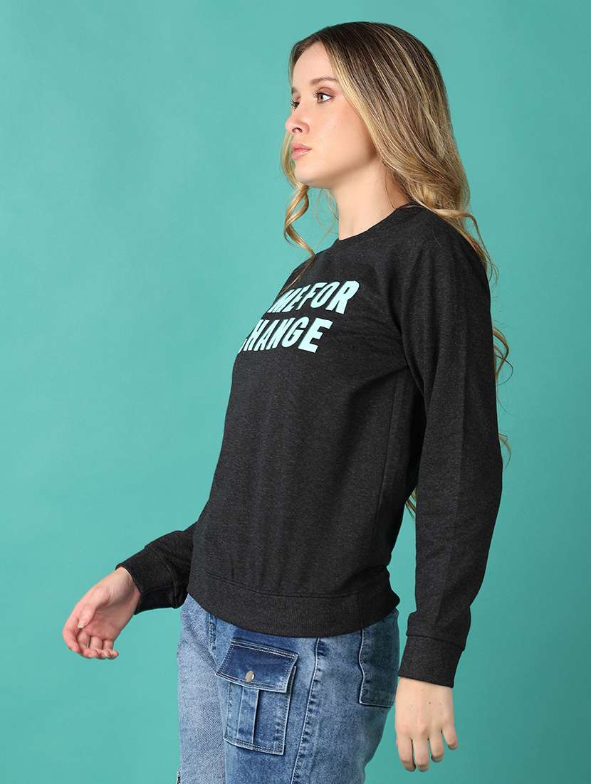 women chest print long sleeve sweatshirt - 21507703 - Standard Image - 2