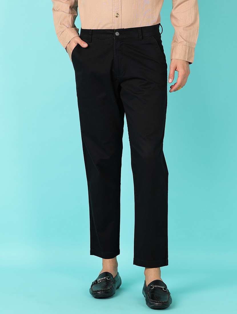 men solid regular fit chinos casual trouser - 21507773 -  Zoom Image - 0