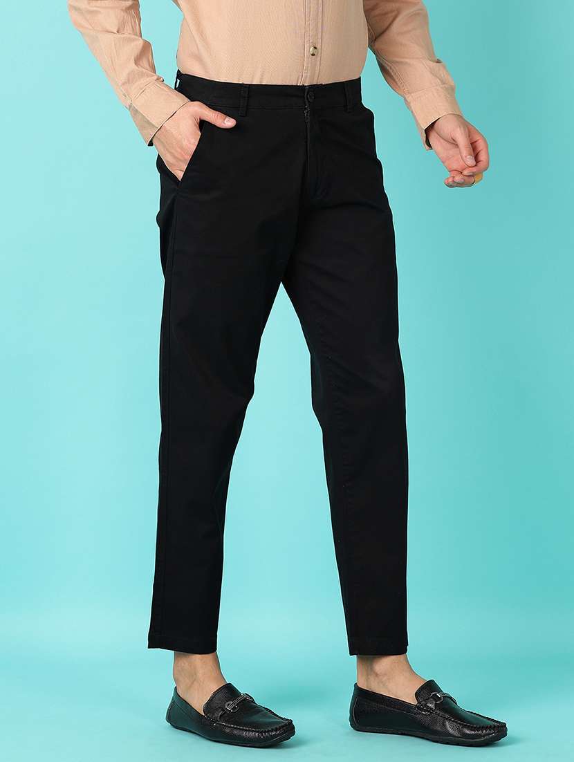 men solid regular fit chinos casual trouser - 21507773 - Standard Image - 2