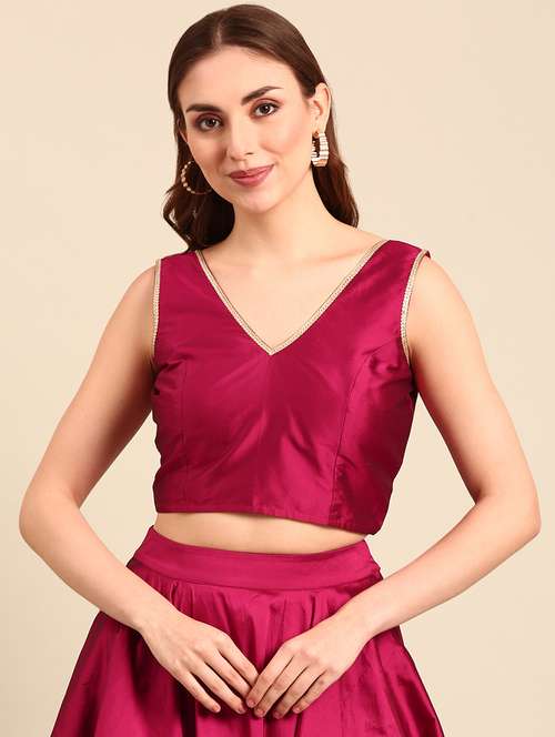 women maroon polyester crop top - 21507972 -  Standard Image - 0