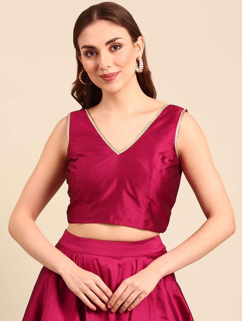 women maroon polyester crop top