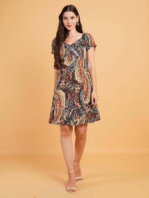 women black polyester a-line dress - 21508272 - Standard Image - 0