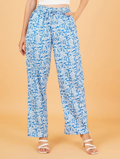 women blue polyester palazzo - 21508292 -  Standard Image - 0