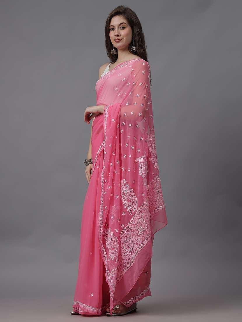 women chikankari work saree with blouse - 21508303 -  Standard Image - 2