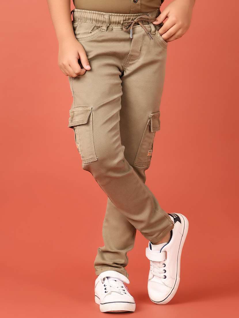 boys beige plain cargo
