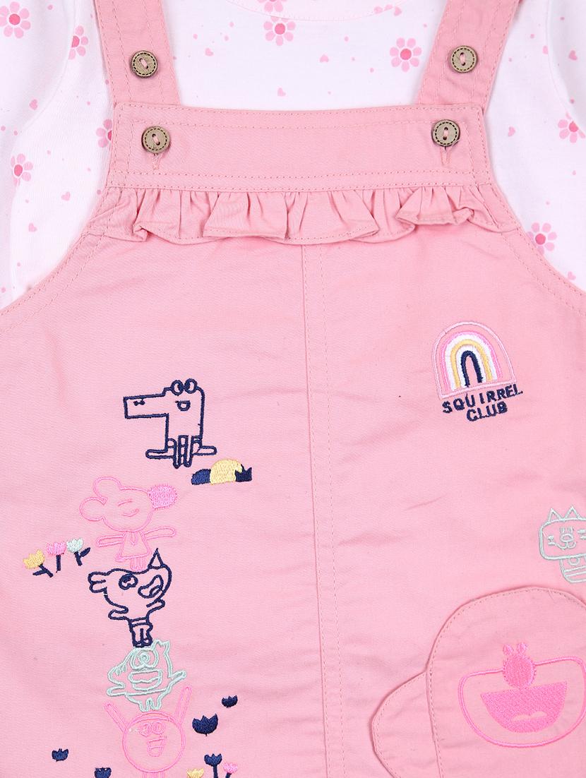 girls printed dungarees twin set - 21508422 - Standard Image - 2