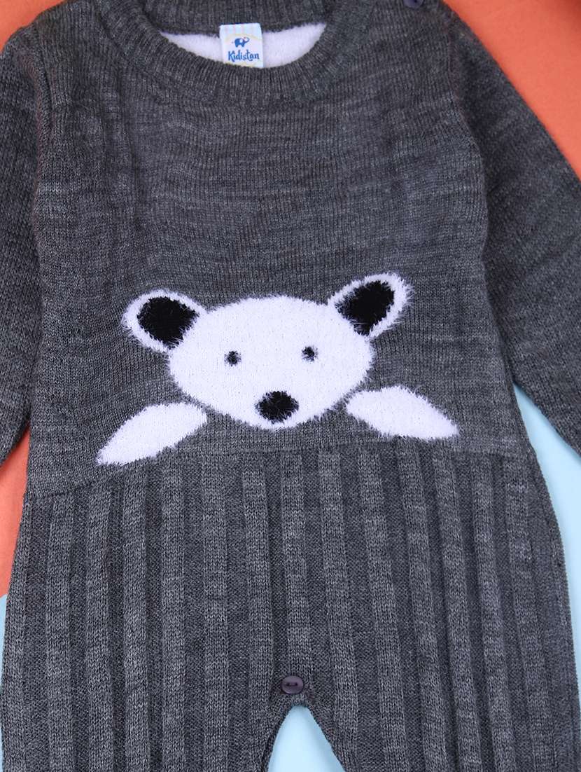 boys grey self design romper - 21508430 -  Standard Image - 2