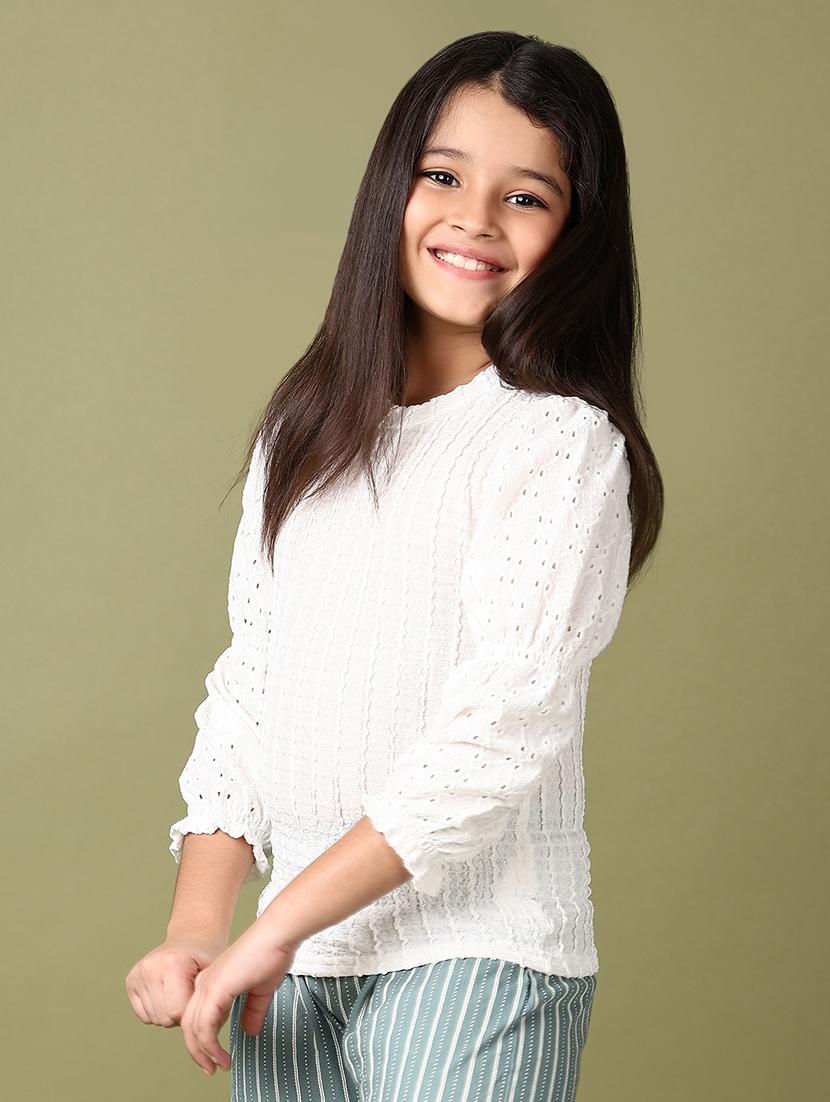 white cotton round neck top - 21508435 - Standard Image - 2
