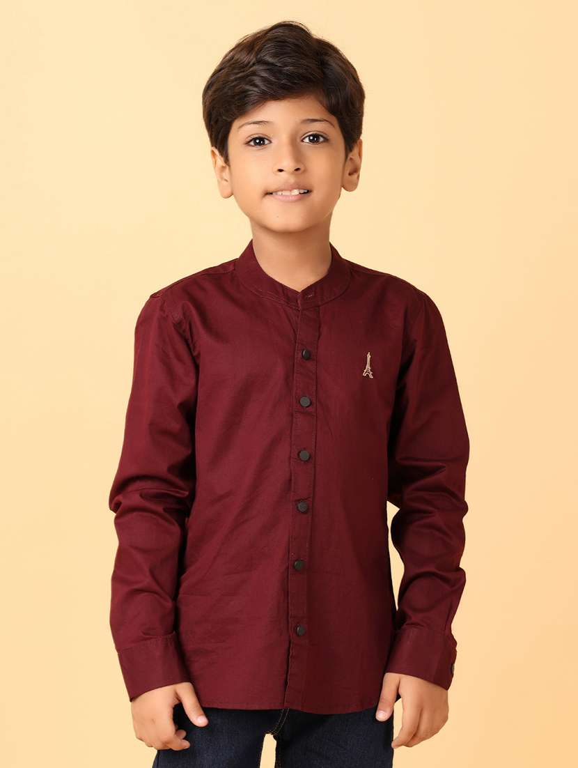 boys maroon solid shirt