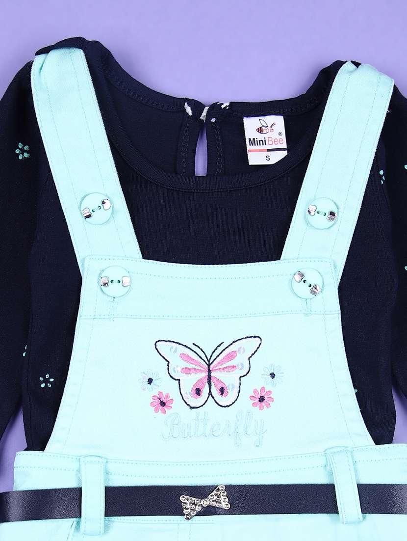 girls printed dungarees twin set - 21508491 - Standard Image - 2