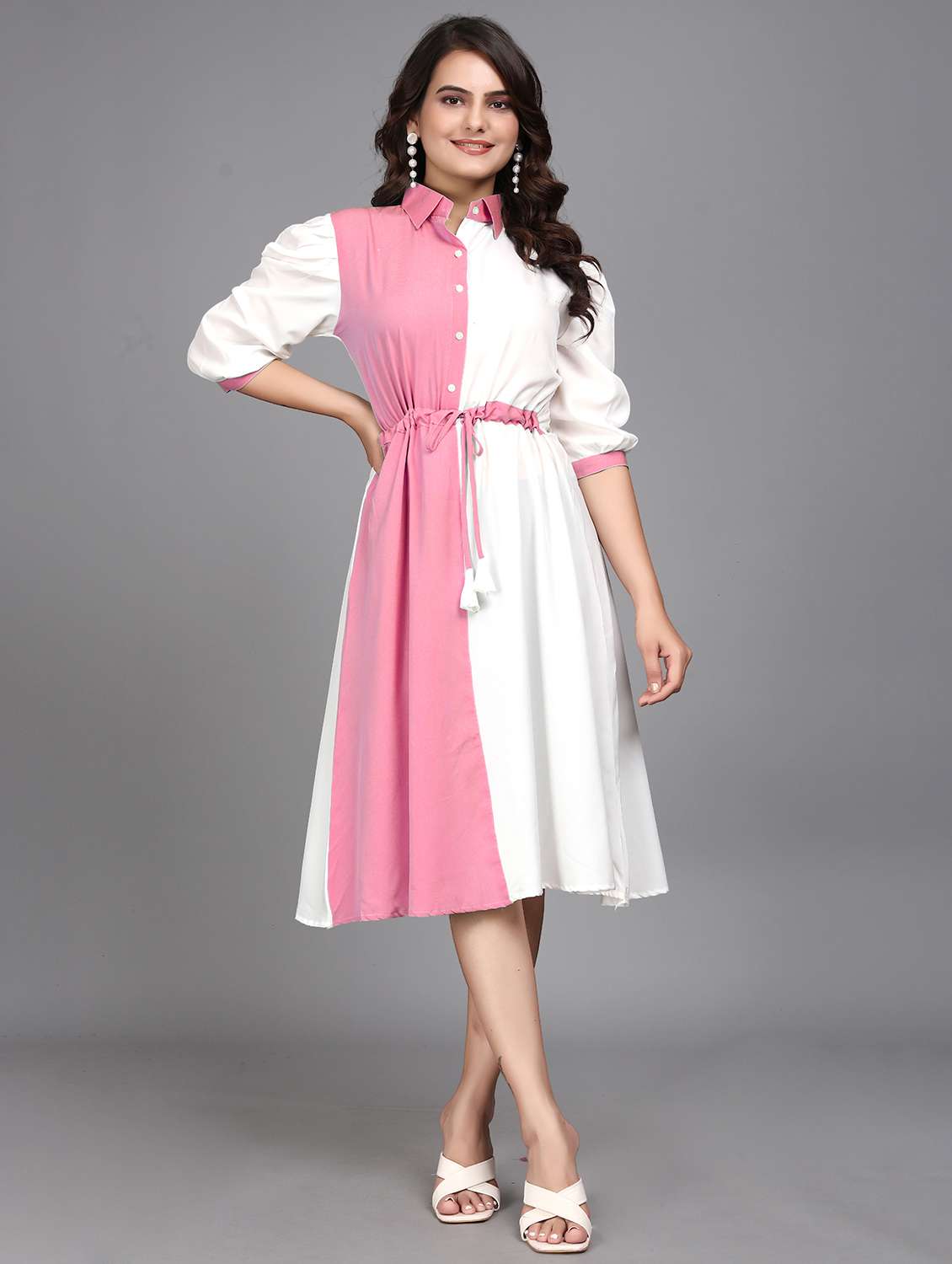 women white cotton a-line dress - 21508676 - Zoom Image - 0