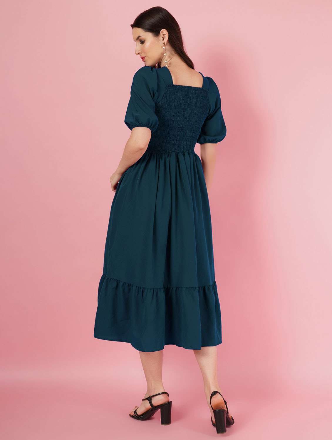 women teal blue polyester fit & flare dress - 21508790 -  Standard Image - 2