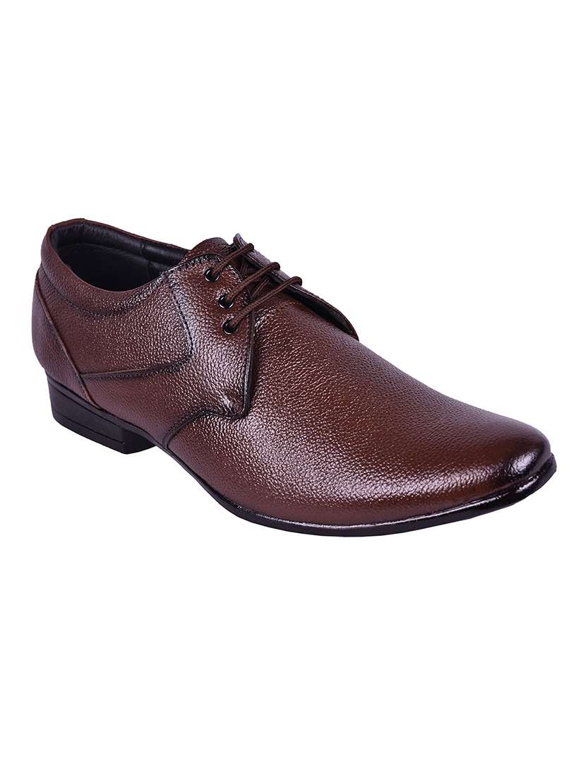men brown lace-up formal shoes