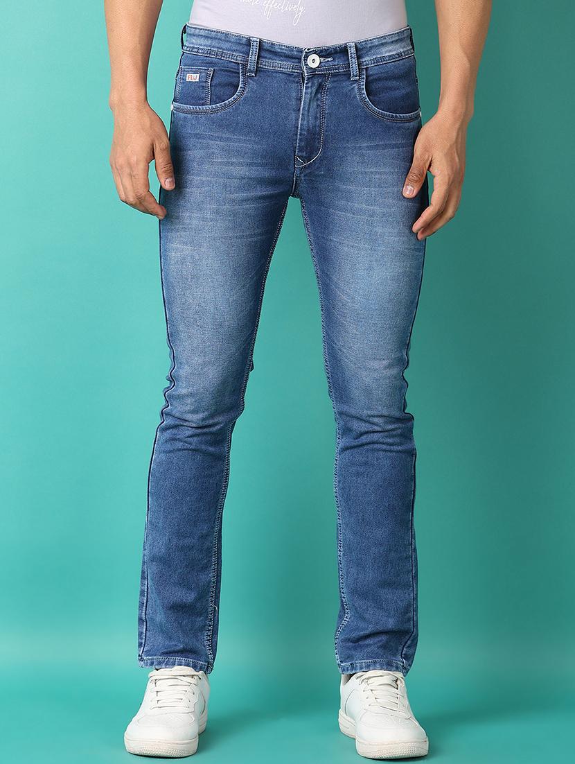 men mid rise slim fit plain jeans