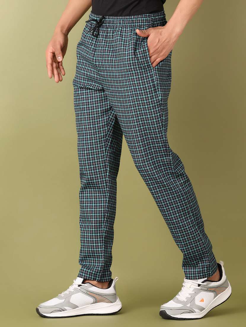 men navy blue checks regular fit pyjama - 21508991 -  Standard Image - 2