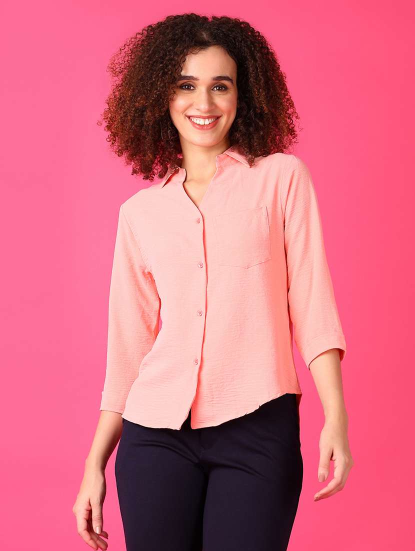 women solid shirt collar shirt - 21509097 -  Standard Image - 2