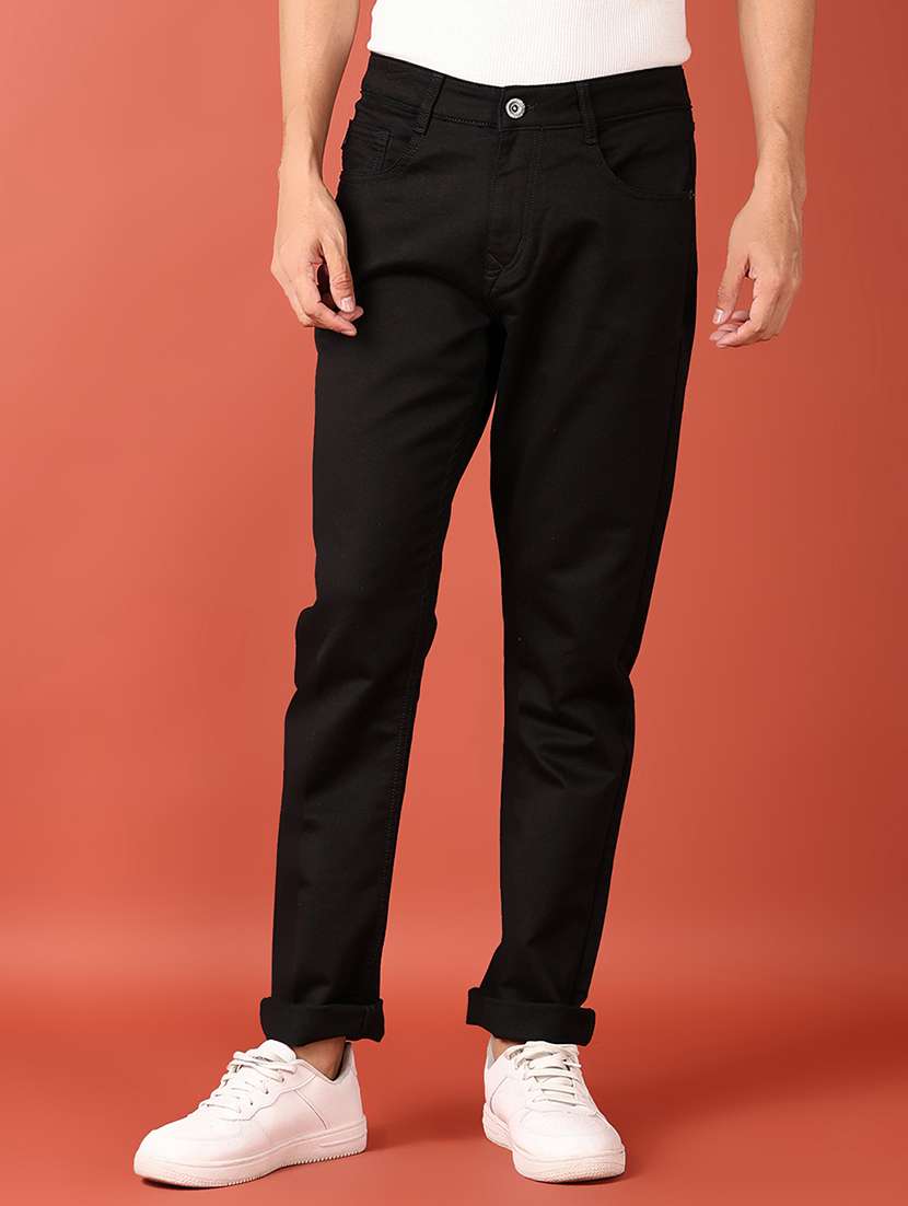 men mid rise plain jeans