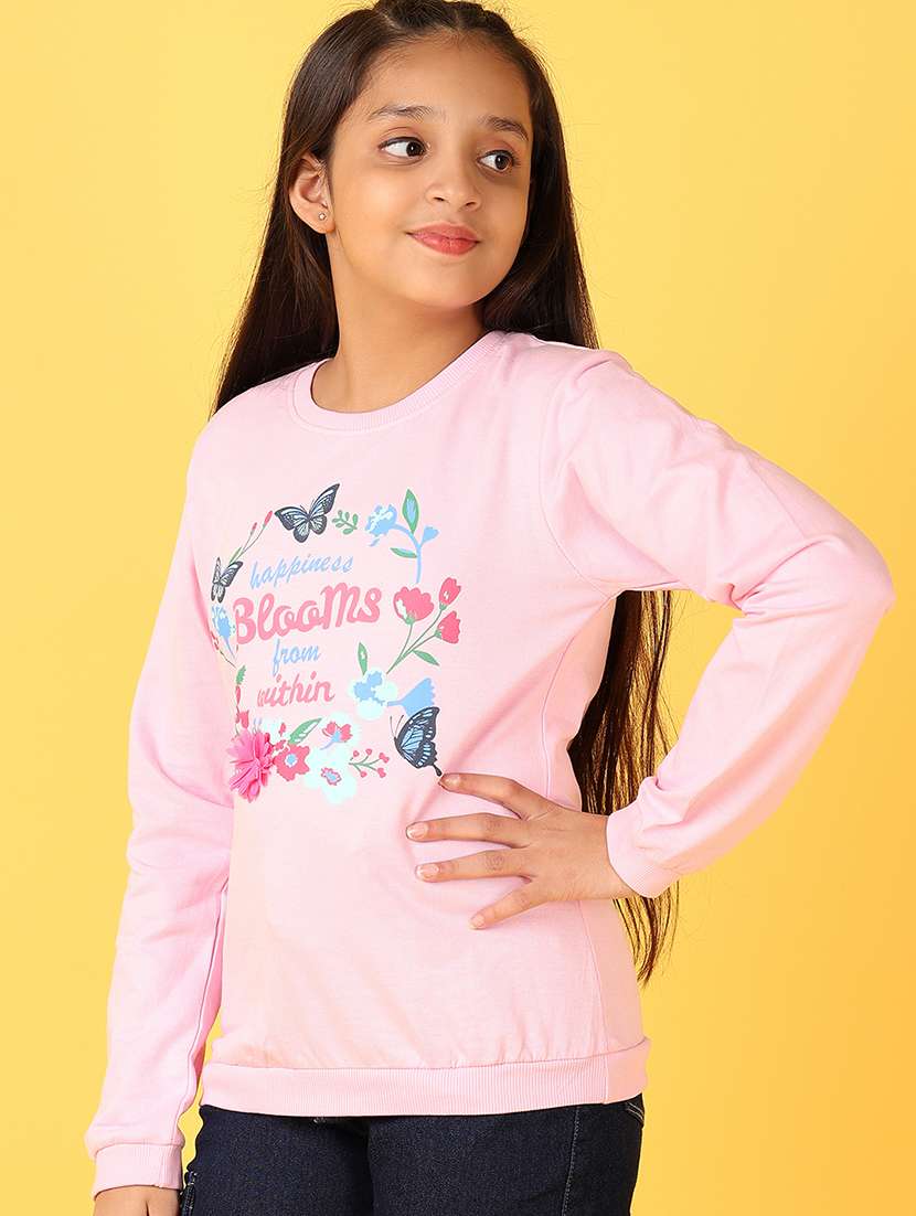girls front print long sleeve tee