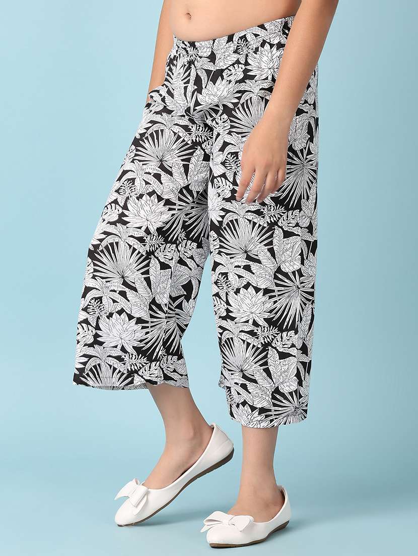girls black printed culottes - 21509502 -  Standard Image - 2