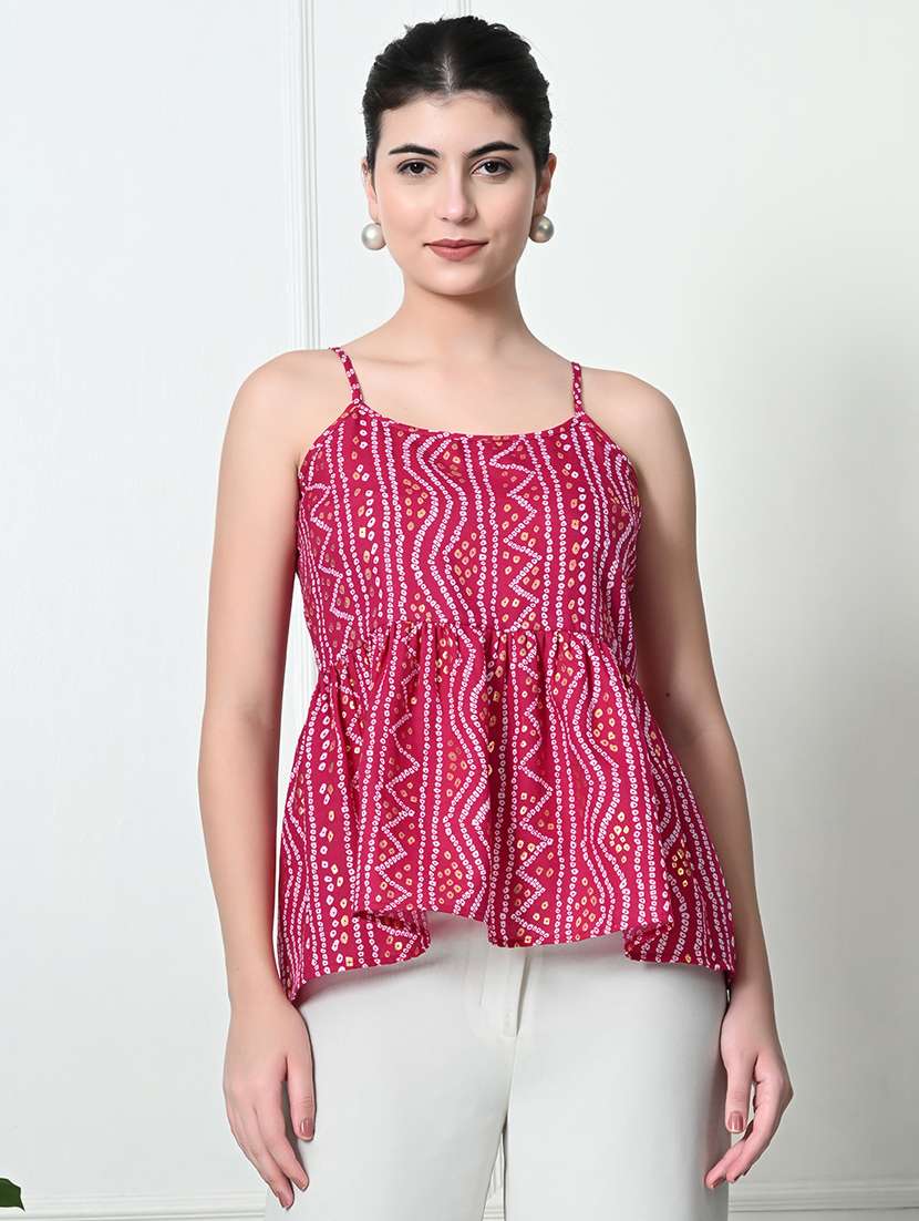 women pink cotton peplum top