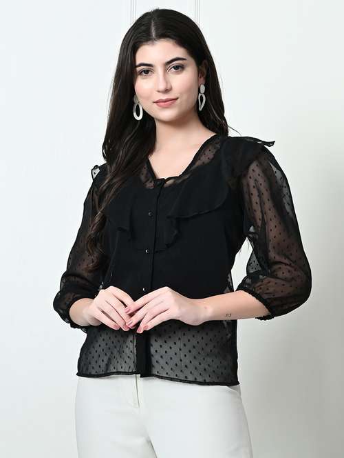 women black polyester regular top - 21509696 - Standard Image - 0
