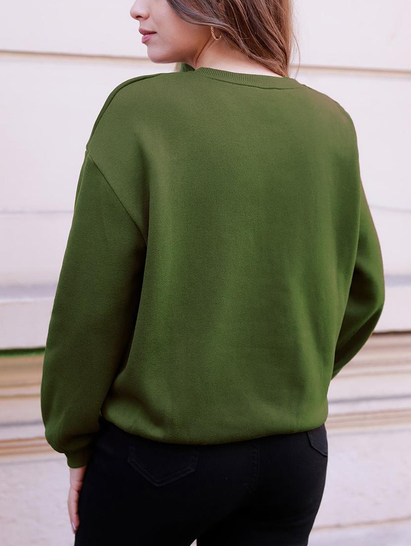 olive fleece plain sweatshirt - 21509913 - Standard Image - 2