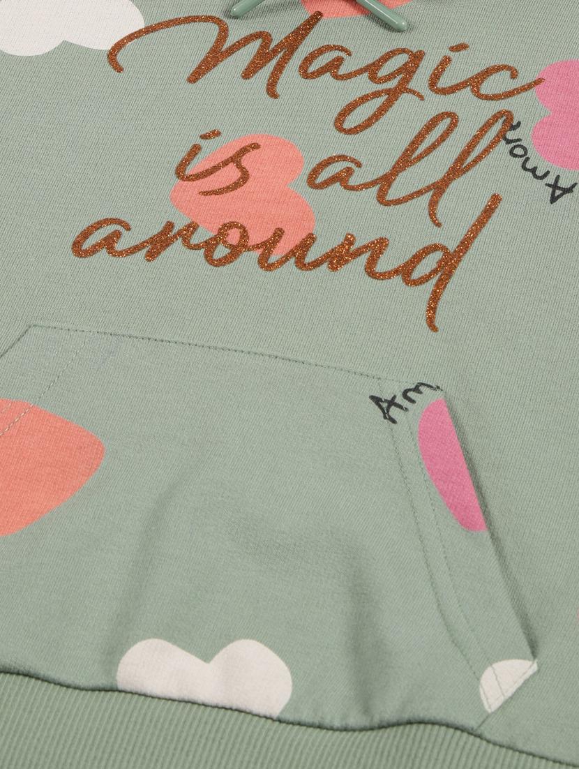 girls green cotton all over print sweatshirt - 21509936 - Standard Image - 2