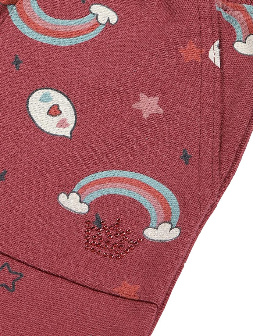 girls peach printed fur casual trouser - 21509941 - Standard Image - 2